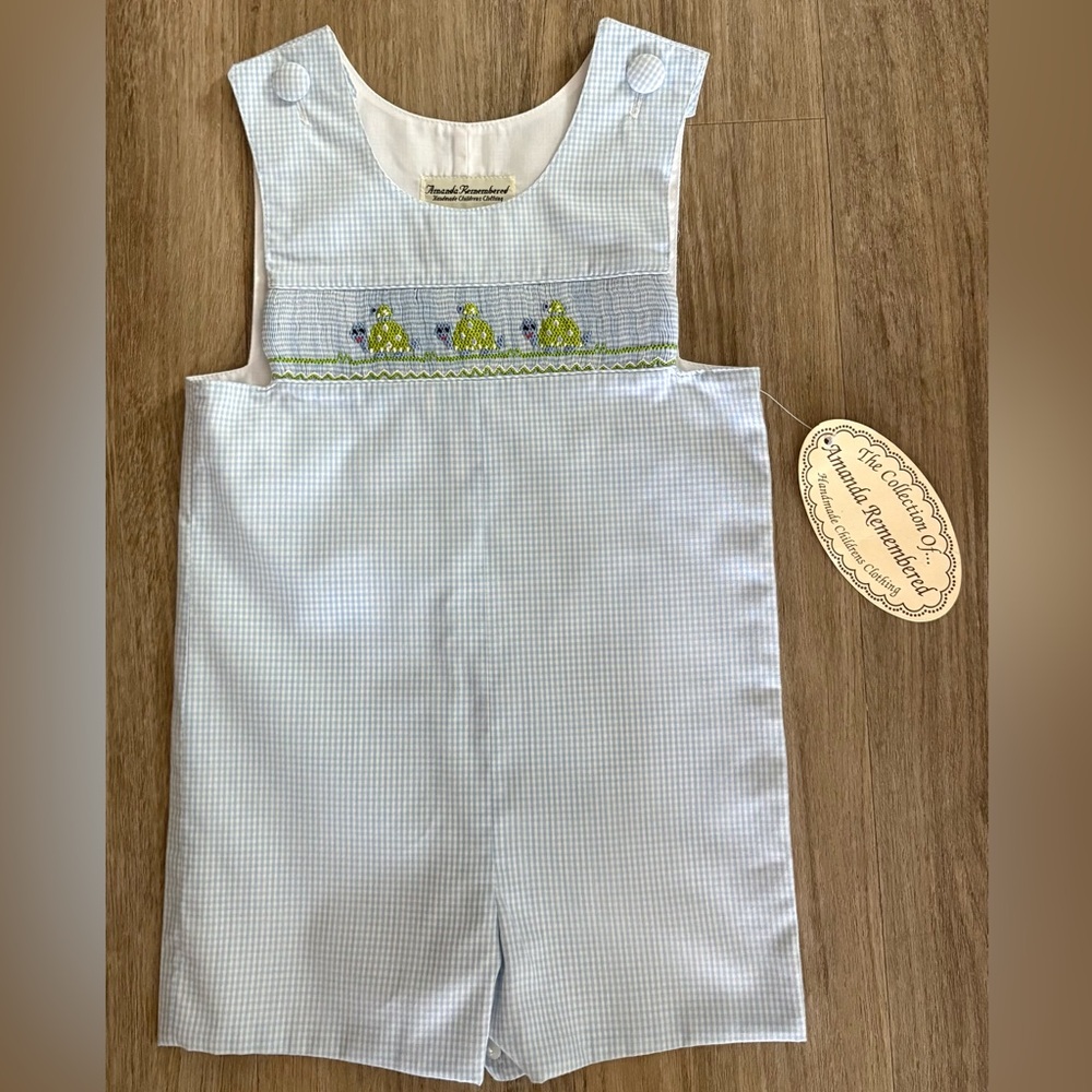 NEW! Amanda Remembered Smocked Turtle Romper-Shortall-JonJon